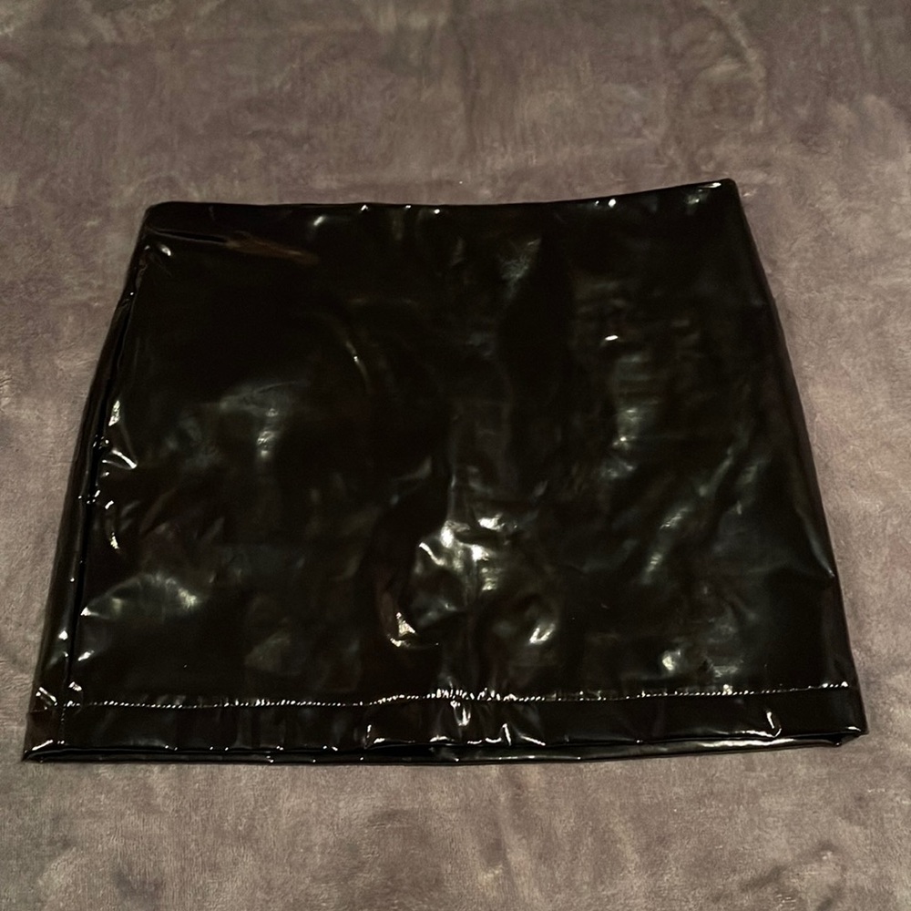 Black Vinyl mini skirt